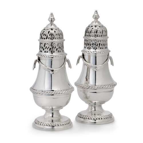 PAIR OF SILVER SUGAR CASTERS